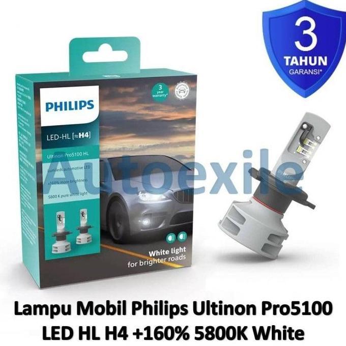 Philips Ultinon Pro5100 LED HL H4 Putih 5800K Lampu Pengganti Pro5000