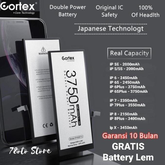 Case- Batre Baterai Iphone X, Se2016 (Gen1) Double Power Cortex Battery