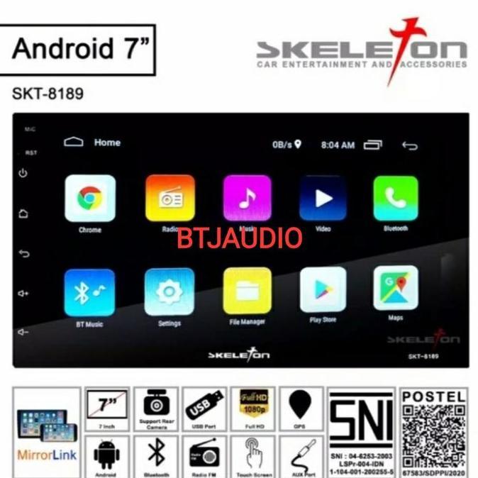 HEAD UNIT TAPE MOBIL DOUBLE DIN ANDROID SKELETON LAYAR 7 INCH terlaris