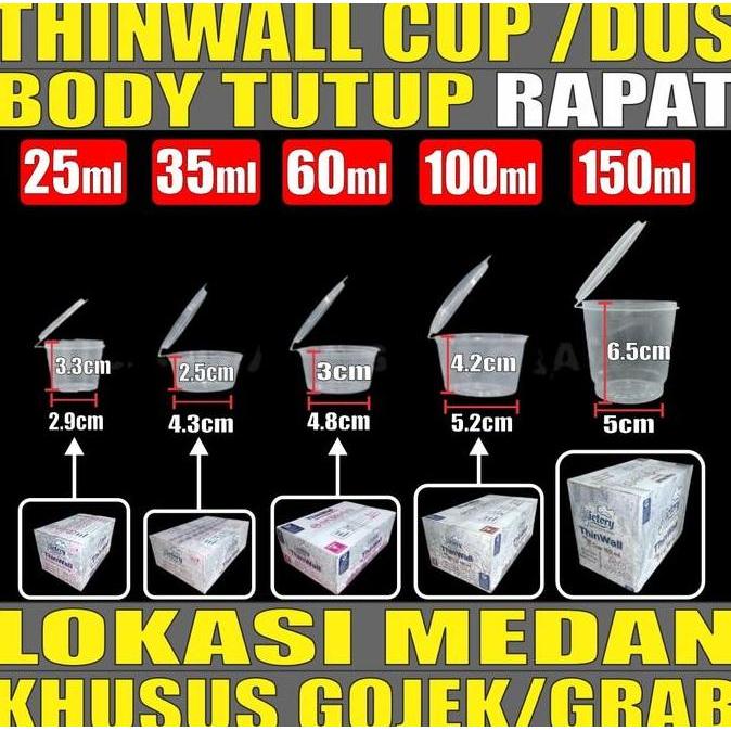 Thinwall Cup 25ml 35ml 60ml 100ml 150ml Bulat Cup Sambel Gjk Medan