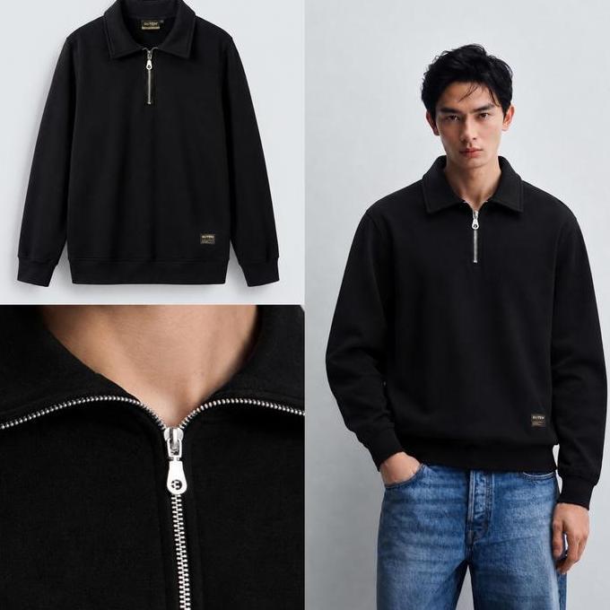 [CUCI GUDANG] Guten Inc - Sweater Rugby Black Jacket