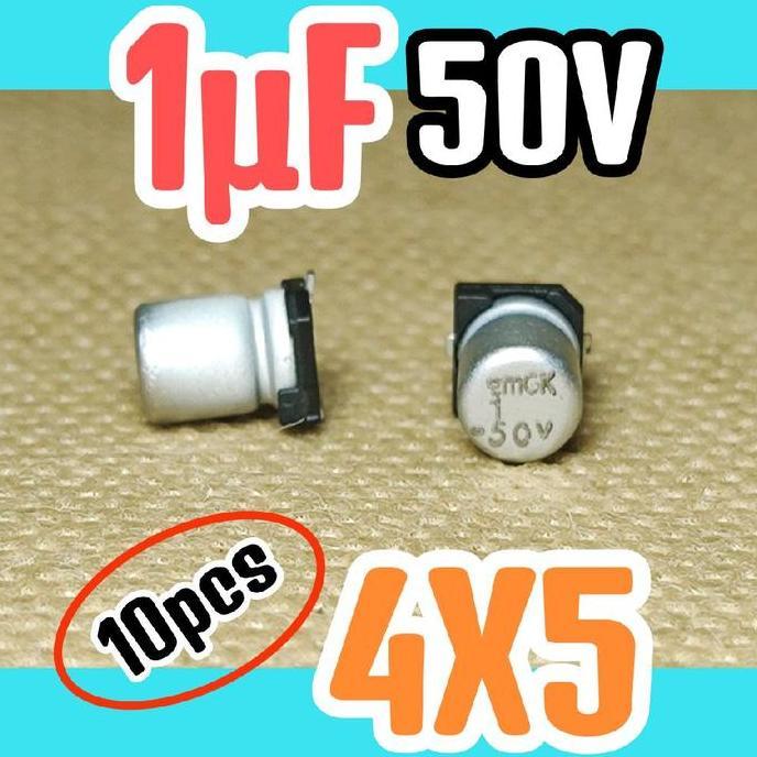 10PCS SOLID KAPASITOR CAPASITOR ELKO ELCO SMD 50V 1UF 50V 1 UF 50 V 50 VOLT 4X5 ORIGINAL