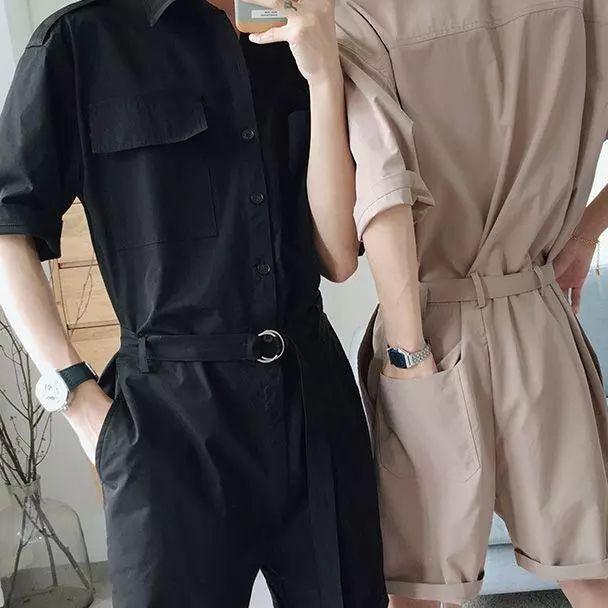 Stelan Overall Pendek / Jumpsuit Stelan Overall / Baju Atasan Bawahan Pria & Wanita Free Belt