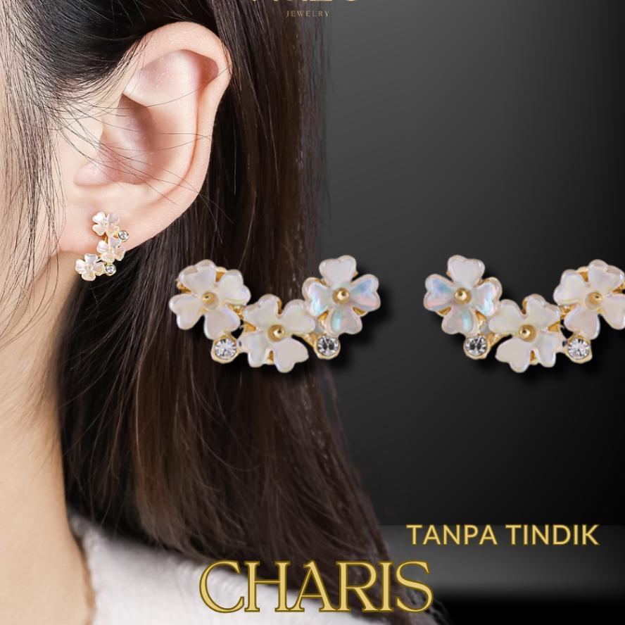 Noize Charis Anting Jepit Wanita Klip Tanpa Tindik Ear Clip S925 Bunga Zircon