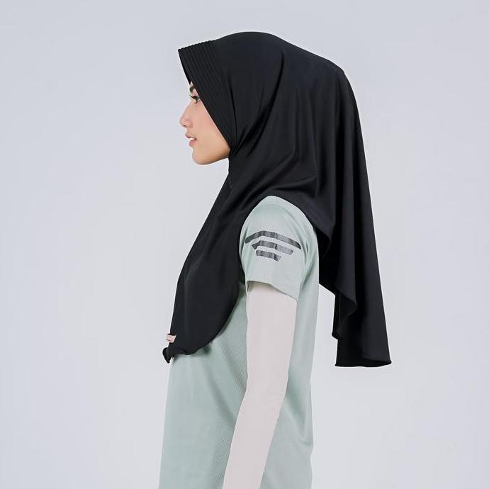 Alma- New- Maysaron Hijab Sport Size M Medium Menutup Dada Kerudung Bahan Spandex Jersey Pad Busa Te