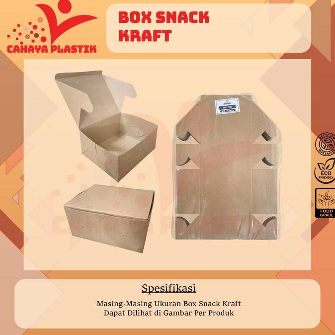 100pcs Box Snack Dus Kraft Coklat 12x12 12x14 12x16 / Dus Kotak Kue Roti Kraft 12 x 12 / 12 x 14 / 1