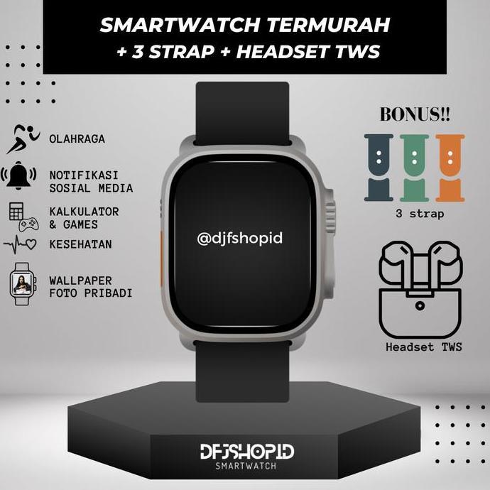 JAM TANGAN PINTAR SMARTWATCH PAKET 3 TALI+HEADSET