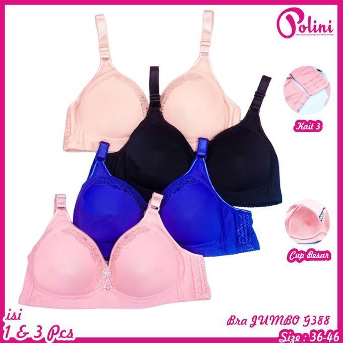 Pilihan - Polini - Pakaian Dalam Wanita Bra Cup Jumbo Tanpa Kawat  Kait 3 Polini Busa Tipis G388