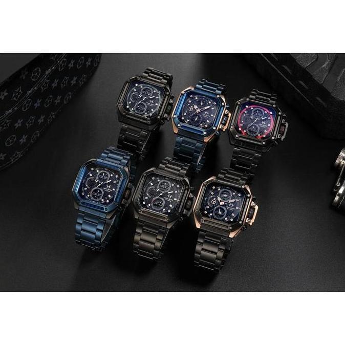 Vintage- Evans Jayden Jam Tangan Pria Ej 9558 Rantai Stainless Steel Chronograph Kaca Sapphire Ter R