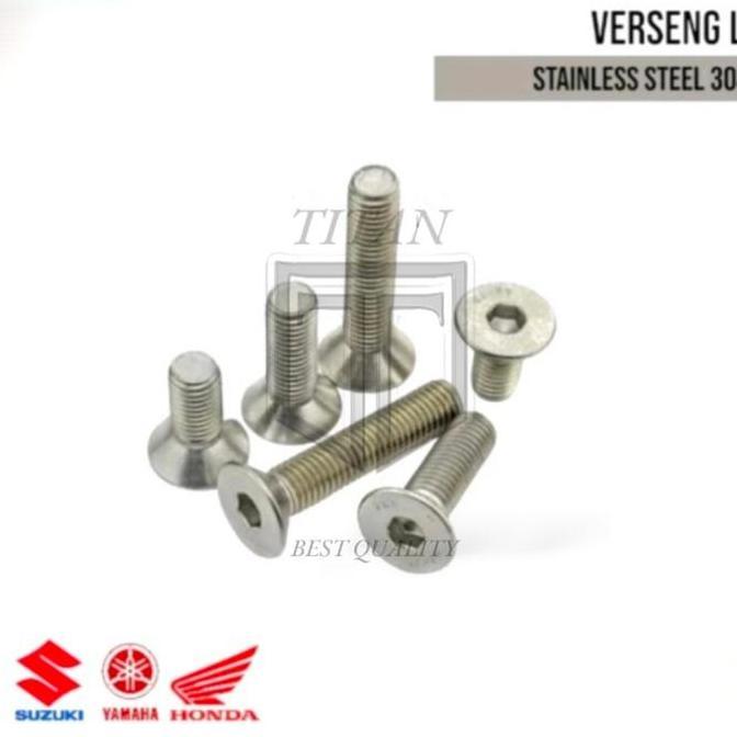 (5PCS) BAUT VERSENG L M3 X 40 BAUT COUNTERSUNK DRAT 3MM / BAUT FLAT M3 / BAUT JF L SS304 ANTI KARAT 