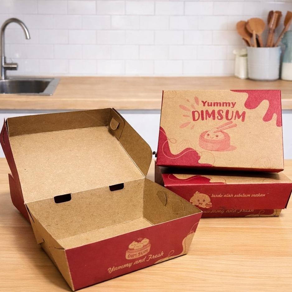 Box Dimsum Kraft ( Isi 50 Pcs ) Lunch Box Dimsum Kraft Dus Box Dimsum Laminasi Kotak Dimsum Kraft La