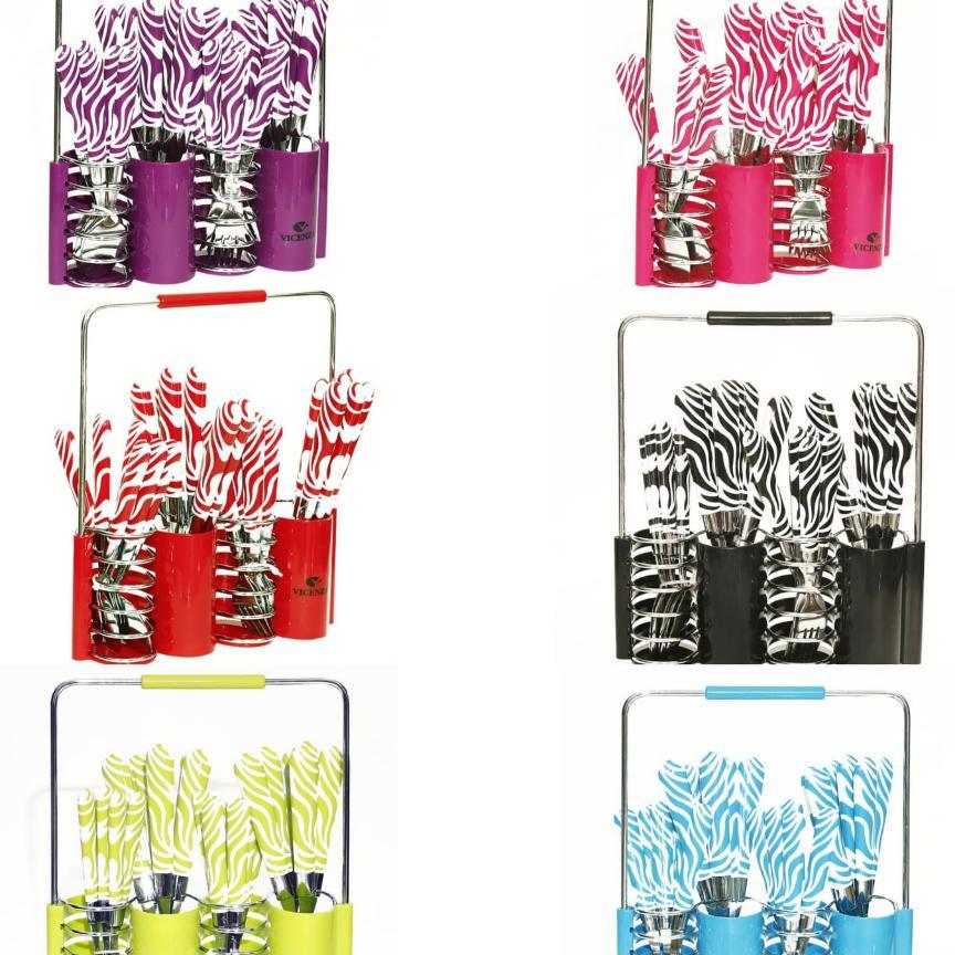 Promo!! Vicenza Original 100% Sendok Dan Garpu Satu Set Motif Kotak V240C