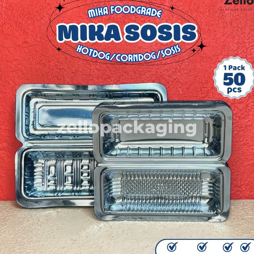 Tray Mika Sosis Besar Kecil Piscok Kemasan Roti Box Corndog Pisang Keju Lumer Isi 100 50
