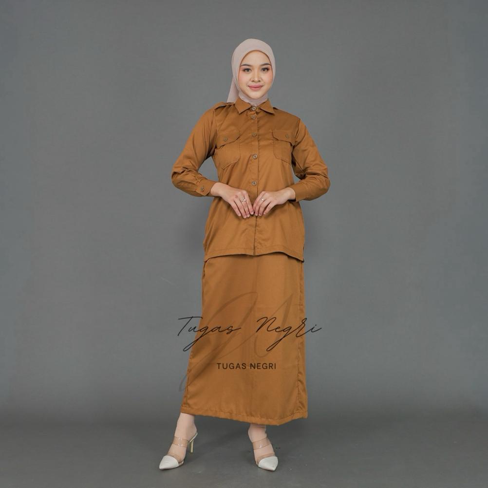Viral Baju Seragam Kemeja Pemda Wanita Pns Terbaru Model Stelan Saku Dada Rok A/Rok Span/Celana