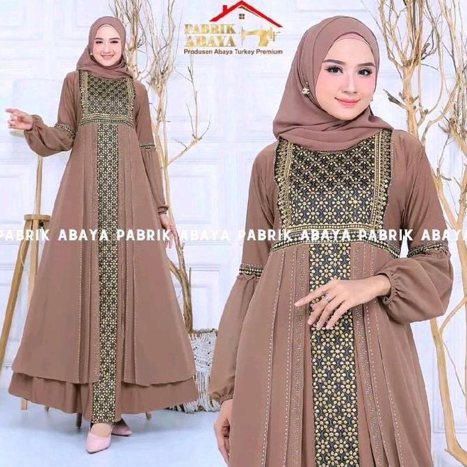 Dress- Gamis Abaya Turkey 5 Bordir Payet By Pabrik Abaya Ceruty Muslim Arab Nita Turki Hitam Dress R