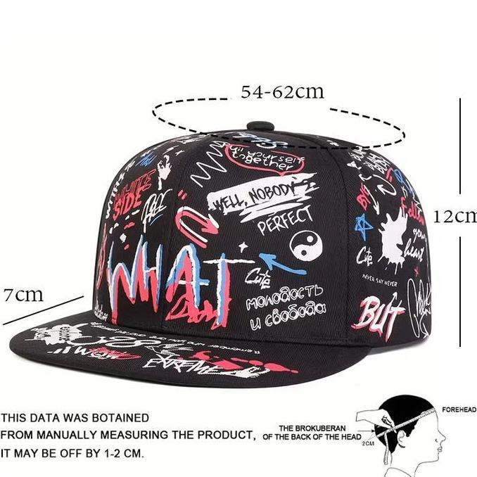 Best Seller Topi Snapback Grafiti huruf WHAT hip-hop baseball Cap Casual Distro Fashion Pria Wanita 