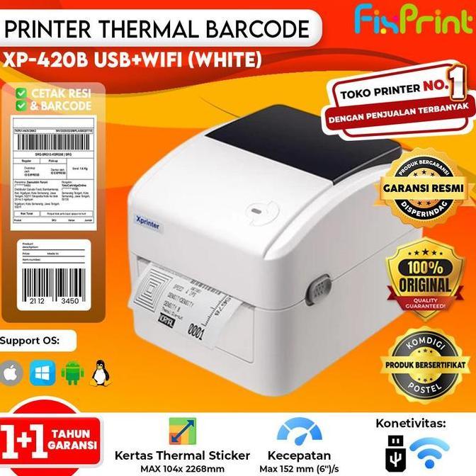 Kitavishop - Printer Resi Xprinter Xp420 Xp423 Barcode Thermal Xp-420B / Bi-420B Xp420B Bi420B 110Mm