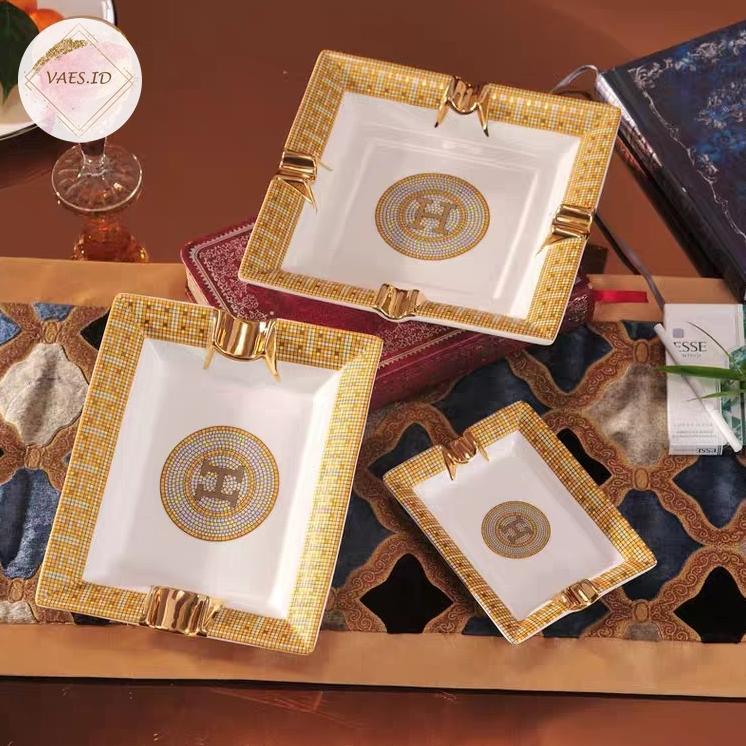 NESTIO Asbak Rokok / Ashtray Persegi (Panjang) Keramik 'H' Mewah