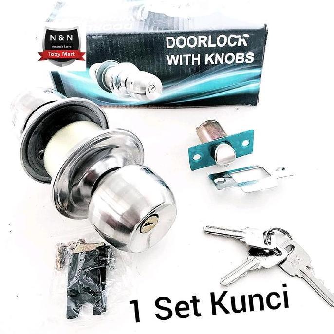 Kunci Pintu Kamar Mandi 1set Stainless - Gagang pintu Kamar mandi 1set kunci Bulat - Cylindrical Loc