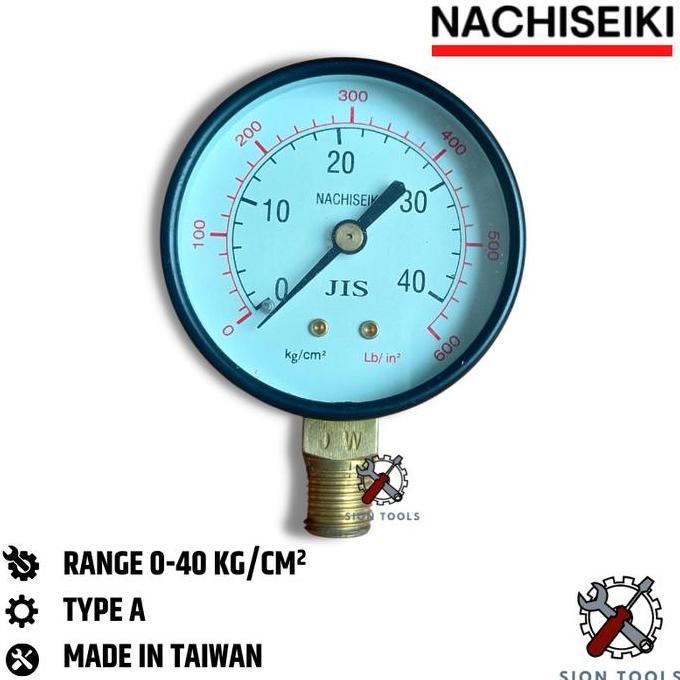 pikavioshop - nachiseiki pressure gauge 40 bar / manometer / pengukur tekanan udara