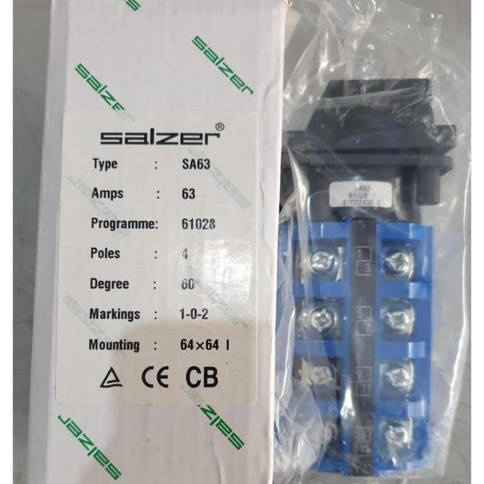 Selector Switch Salzer On Off On 4P 63A COS Rotary Switch 1-0-2