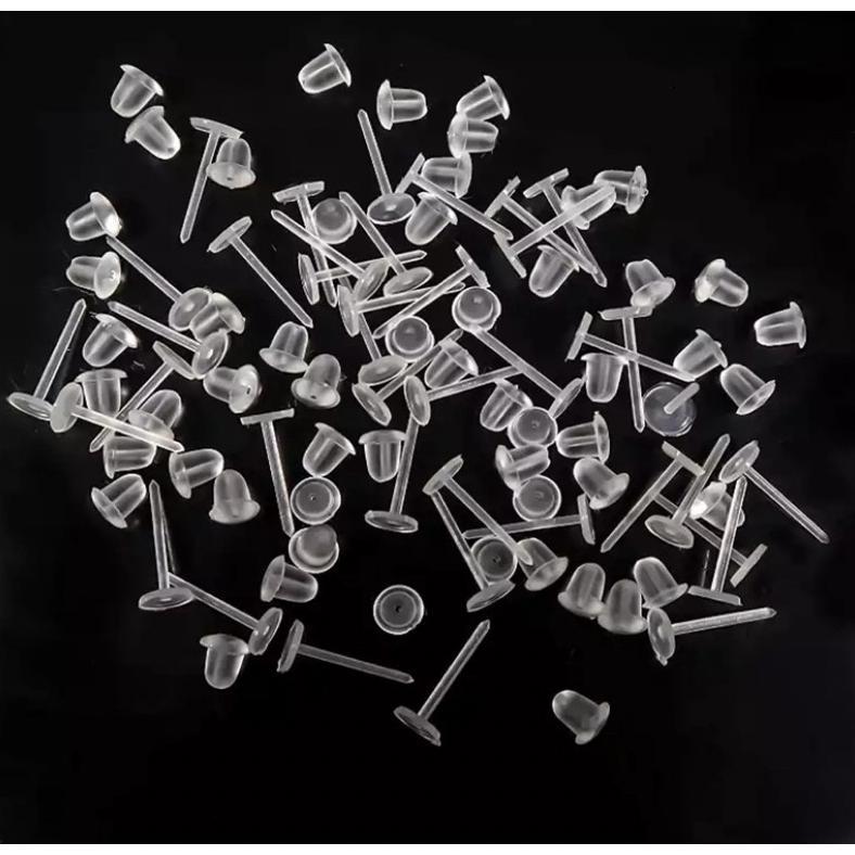 OFFICIAL Anting tusuk plastik / bening 1 pasang dan stopper 1 pasang 2026