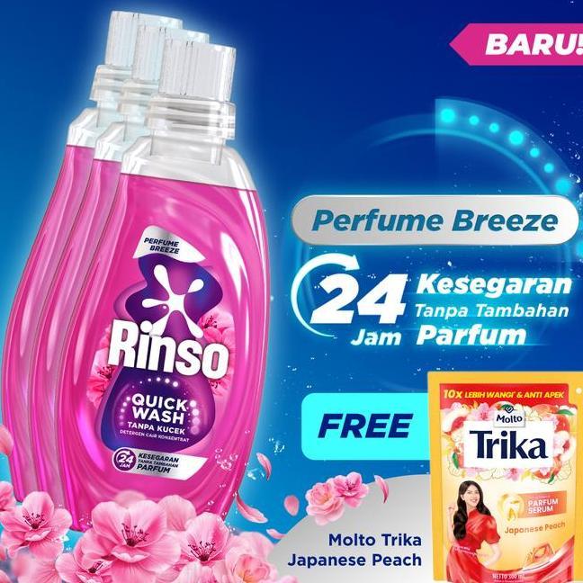 Free Molto Japanese Peach 300Ml Rinso Detergen Cair Perfume Breeze Botol 650G X3 Power Clean Botol 6