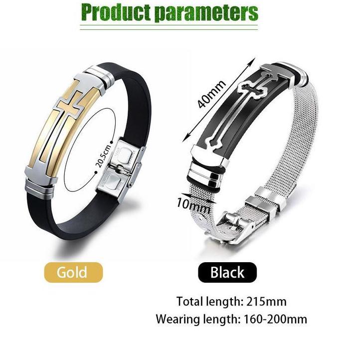MARVELDRUMB Couple Bracelet Gelang Salib Stainless Pria Wanita / Gelang Titanium Stainless Steel / G