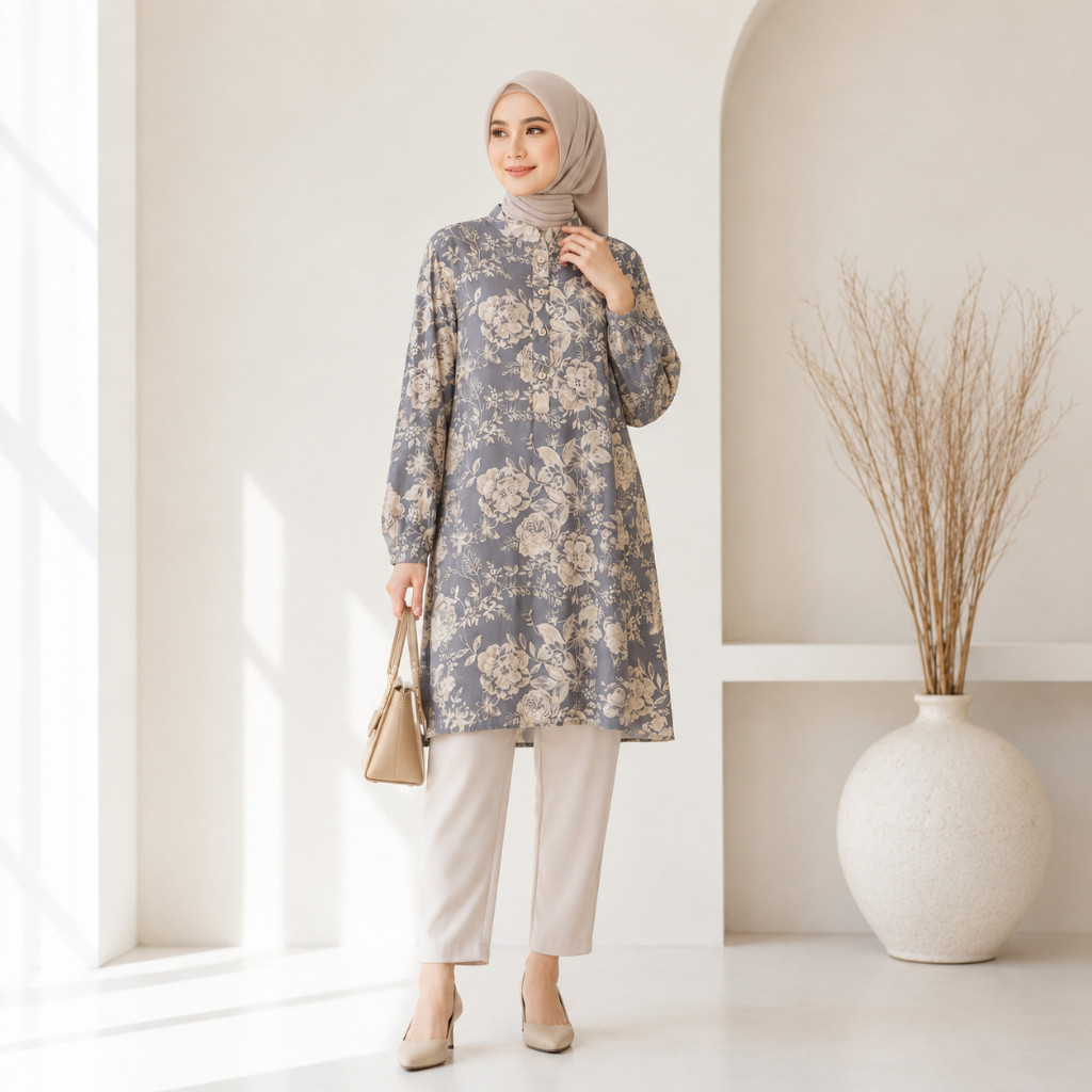 DAISY Tunik Rayon Viscose Premium | Baju Atasan Wanita Lengan Panjang Jumbo
