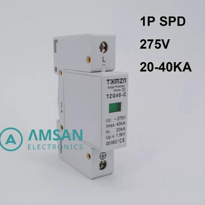 Spd Ac 275V 1P Tomzn Penangkal Petir Surge Protective Device Arrester