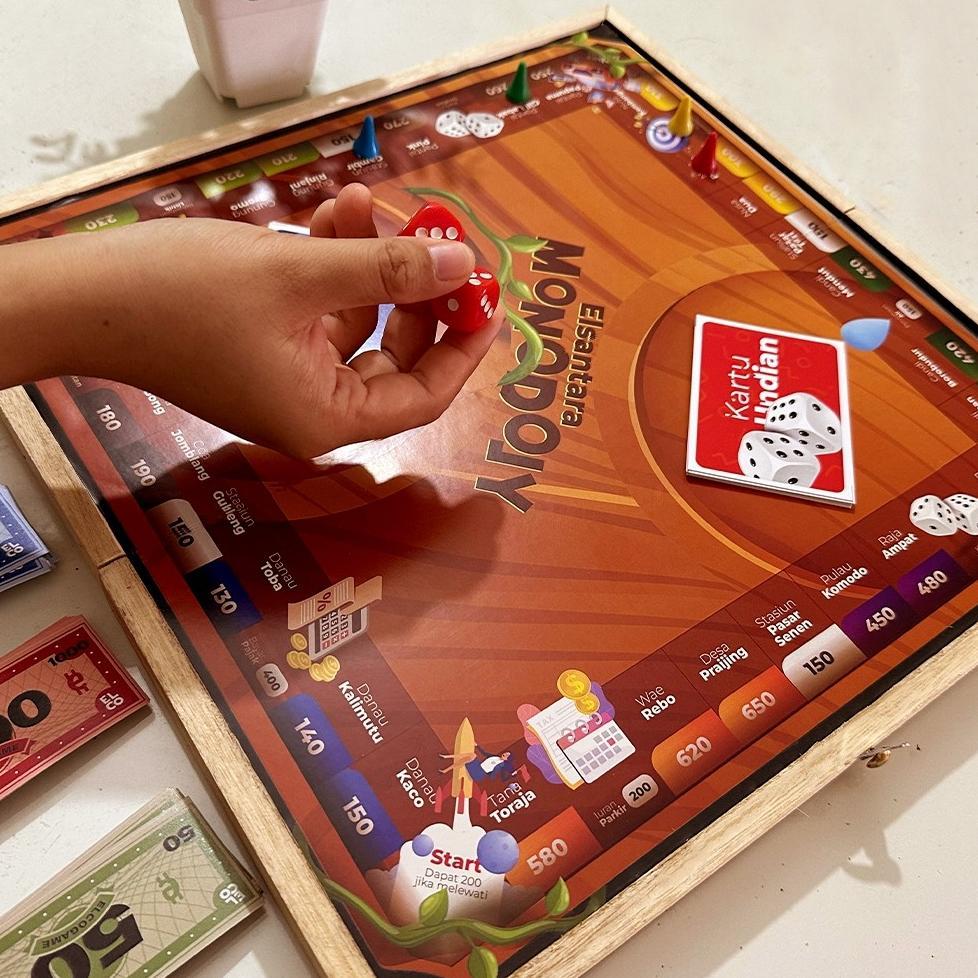(Bisa ) Board Game Monopoli Kayu Elsantara by ElCo (Mainan Monopoli Indonesia)
