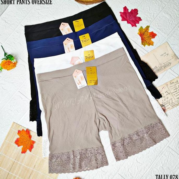 Roupas - Short Pants Oversize Tally 078 Xxxl Kaki Brukat/Hot Pants Oversize Berpori / Boxer Wanita J