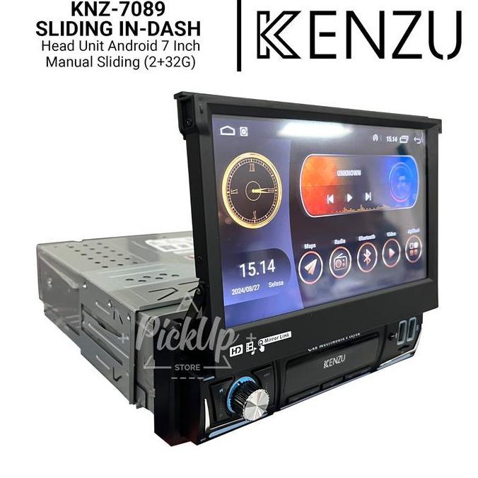 Head Unit Android Single Din Kenzu-7089 Sliding Indash Terbaik