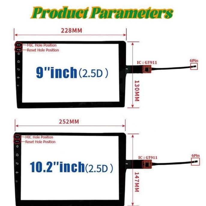 Pengganti Layar Touch Screen Head Unit Android 9"10.2" Universal Touchscreen Panel Layar Sentuh Untu