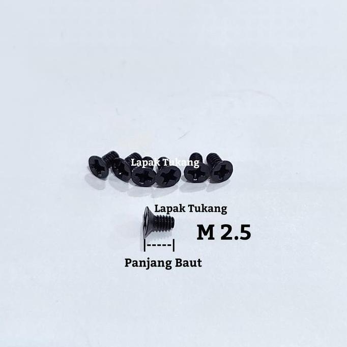 10Pcs Baut Hitam Jf M2.5X3 M2.5X4 M2.5X6 M2.5X7 M2.5X8 M2.5X10 Baut M2.5 Countersunk Forsale
