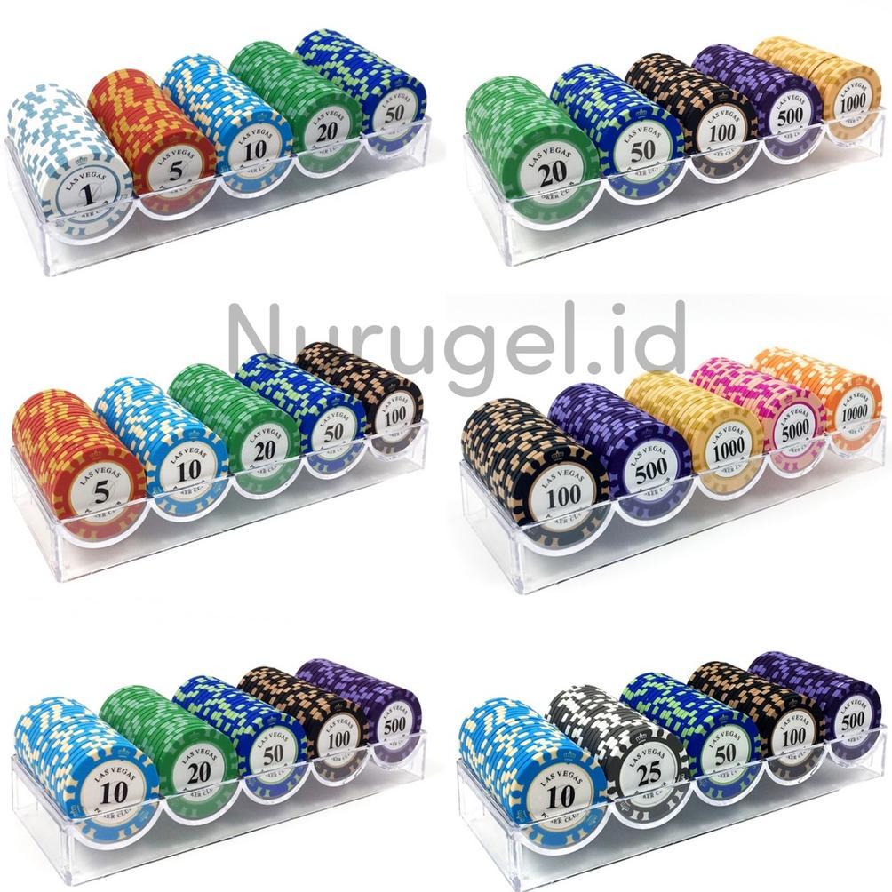 Poker Chip Set 100 Pcs Clay Acrylic Box