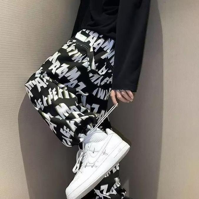 celana panjang pria celana y2k motif celana pria korean style celana baggy pria Celana Hip Hop 2025 