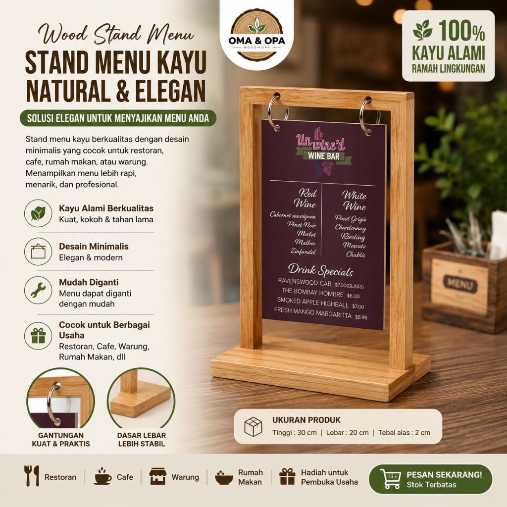 Stand menu Stand Cafe Stand Restaurant Menu Stand Kayu Murah