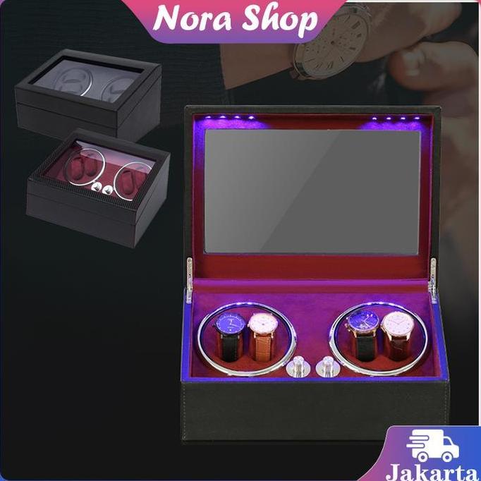 BRUNGSUNG Lampu Biru Pemutar Jam Tangan Otomatis 4+6 / Display Jam Tangan Putar
