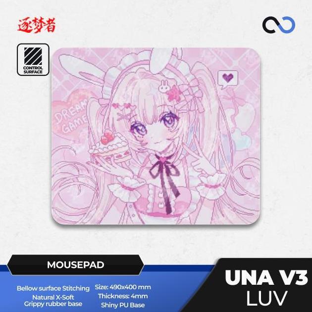 TERBARU - Dream Gamer UNA V3 LUV Rubber Base Gaming Mousepad Anime (Control-Hybrid) VAXEE PA Surface