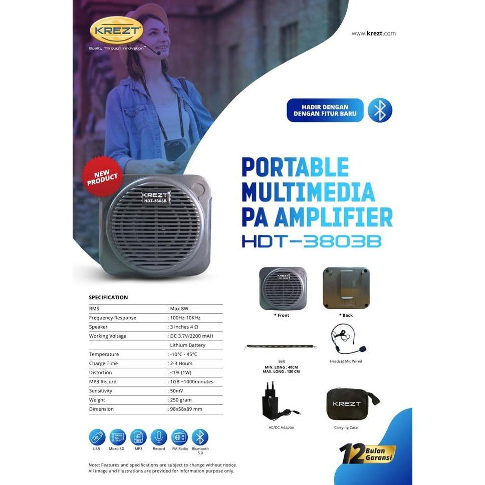 SPEAKER PINGGANG Krezt HDT 3803 NV USB Speaker Tour Guide