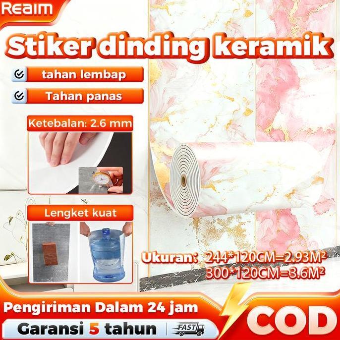 HARGA DISC - Reaim Vinyl Marble Foam Roll Stiker Pola Kertas Dinding Dekorasi Kamar PET Wallpaper Ma