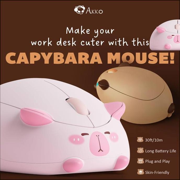 Akko Capybara Mouse Pink - Wireless Mouse - Pink