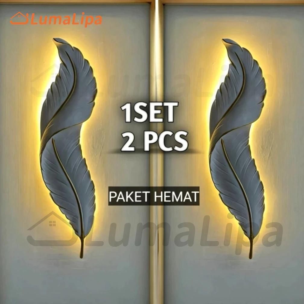 90/65cm Lampu Dinding LED Bulu Angsa Estetik(1set isi 2 unit) Lampu Hias Dinding Aestetik Model Bulu
