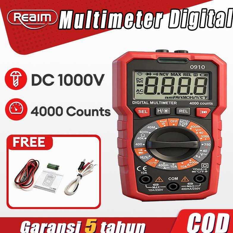 REAIM Multitester Digital Otomatis 4000 COUNTS Avometer Digital Dapat Mengukur Suhu