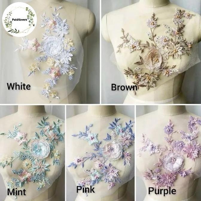 lace bordir bunga 3d, lace bordir bunga