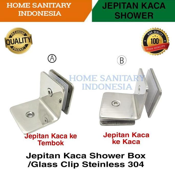 Jepitan Kaca Shower Box Glass Clamp Engsel Kaca Shower Kamar Mandi Steinless 304 (1Bh)