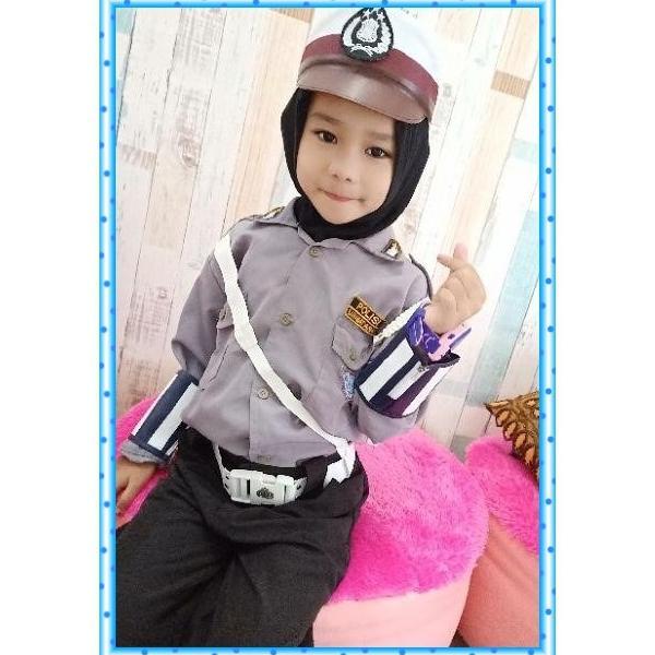 BAJU PROFESI POLWAN ANAK HIJAB KOSTUM POLWAN ANAK BAJU POLISI ANAK