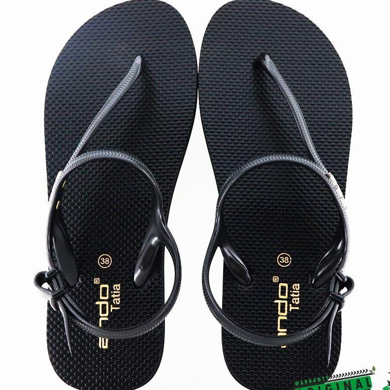 New Ando Tatia Hitam/Emas - Sandal Strapp Wanita Strappy