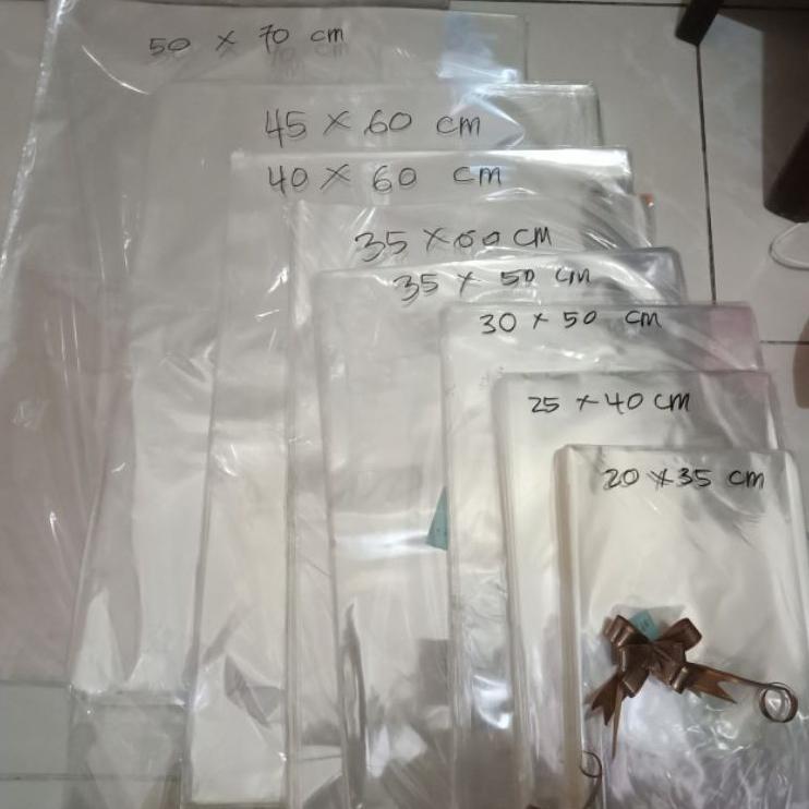 Kantong Plastik Parcel Suvenir Jumbo Kado Bening Polos Tebal Ulang Tahun Anak Pita Tarik Kawat Twist